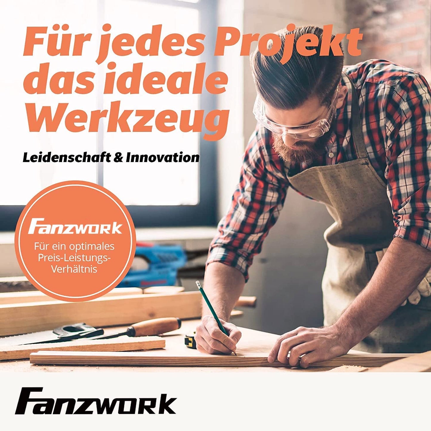 25 FANZWORK V2 1500 Watt Satiniermaschine Schleifmaschine Bürstenschleifgerät zur Renovierung von Oberflächen, mit Staubsaugung-Anschluss, Drehzahlregelung, Kugelgriff, Messing Bürste