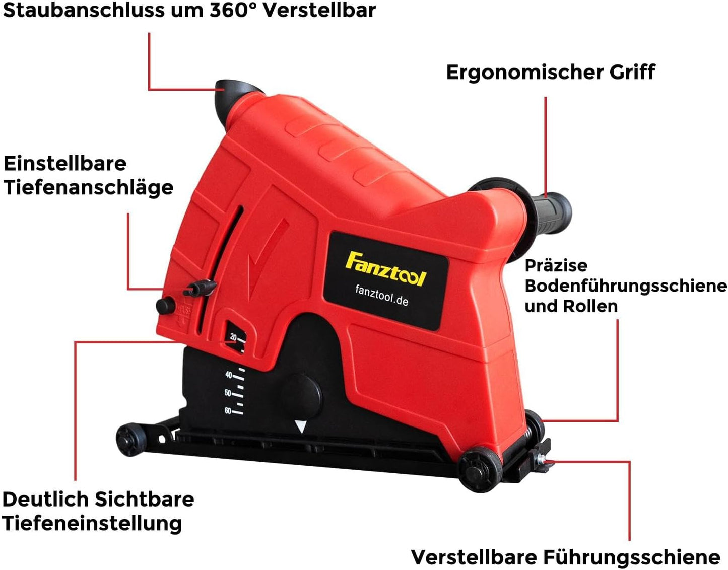 011 FANZTOOL Hotte d'aspiration universelle pour meuleuses d'angle avec disques de coupe de 230 mm