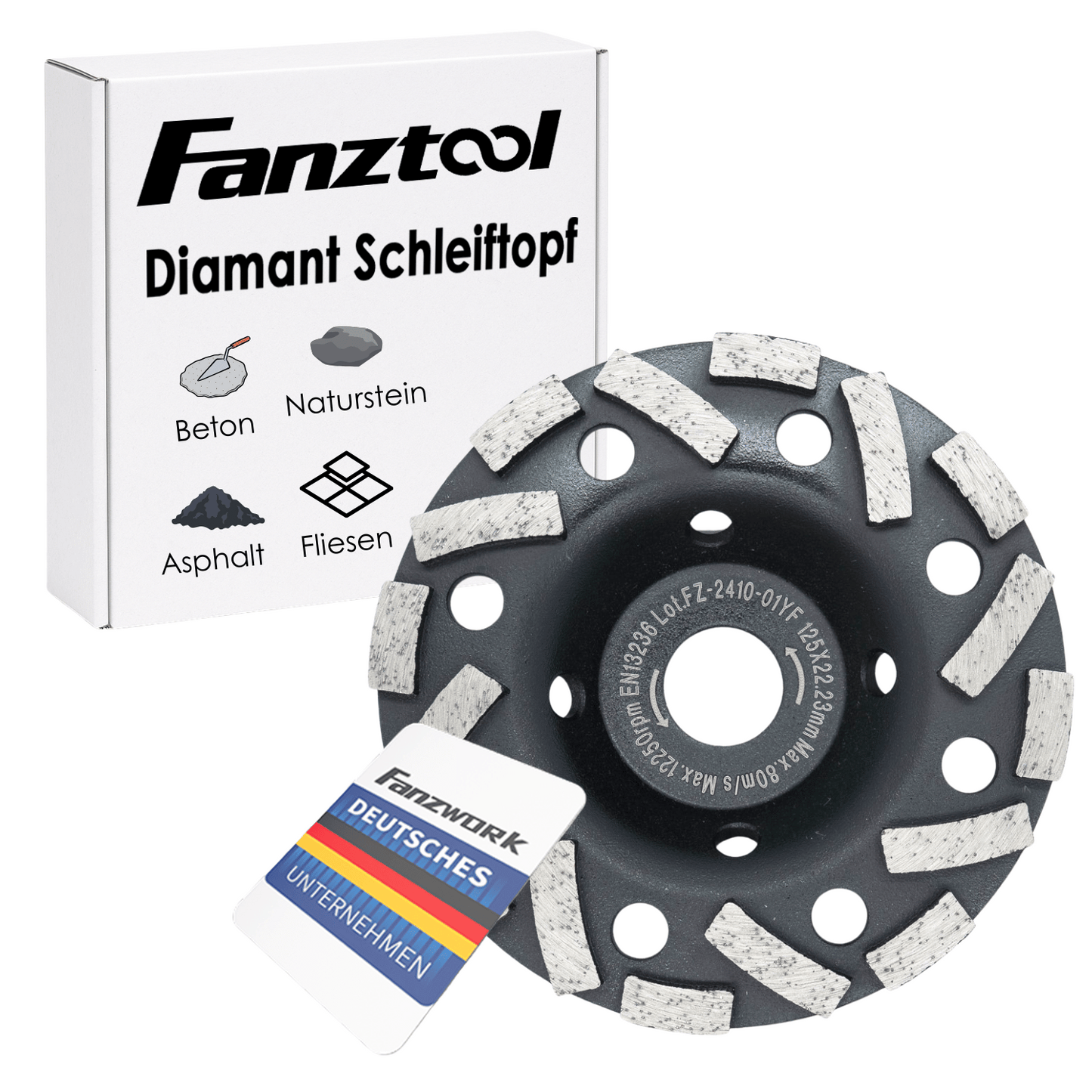 FANZTOOL diamond grinding cup 115/125/180 x 22 mm H-model
