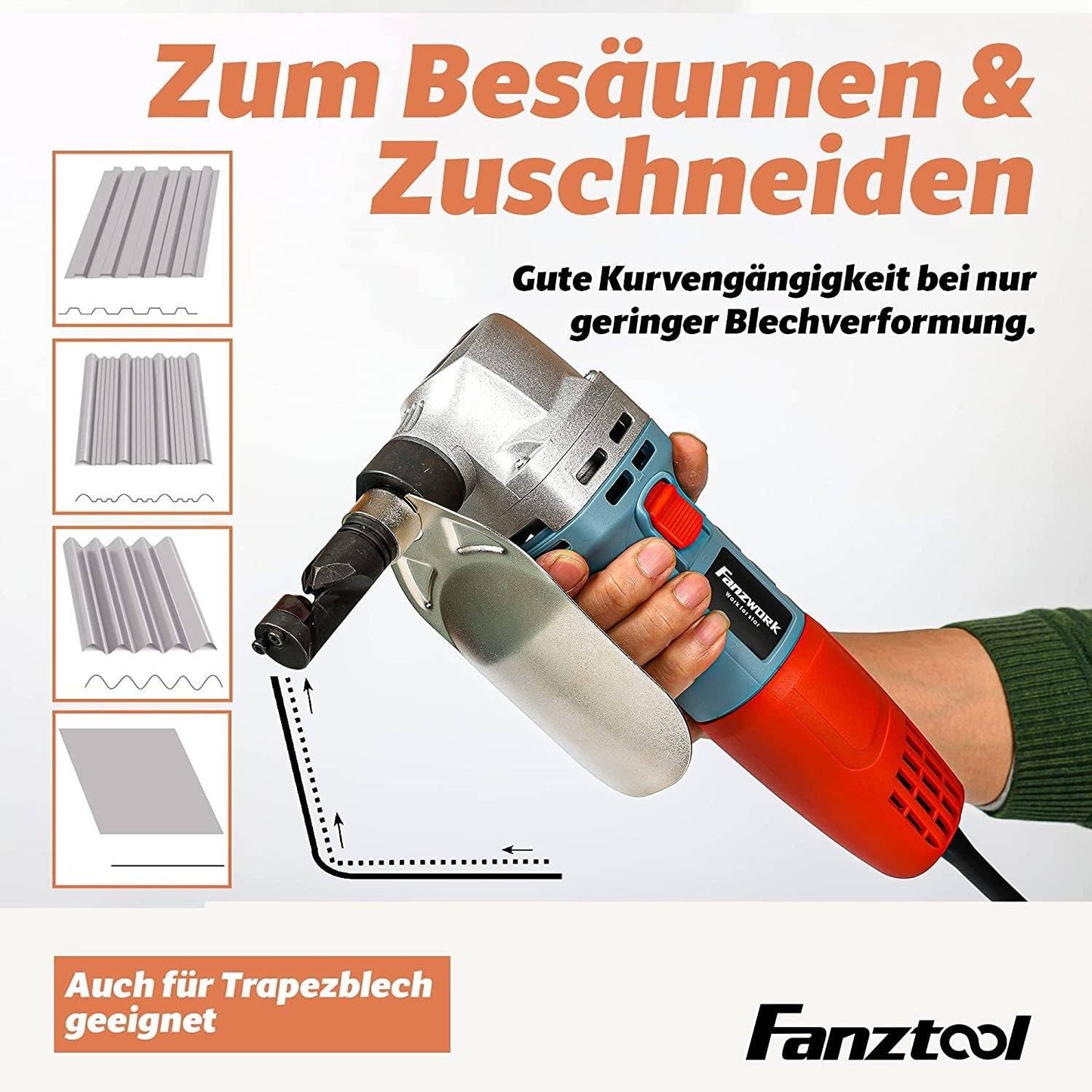 Gebraucht - FANZTOOL Knabber Blechknabber Knabber Nibbler Blechschere Blechnibbler 600W (mit Kopfer und 2 x Stempel)