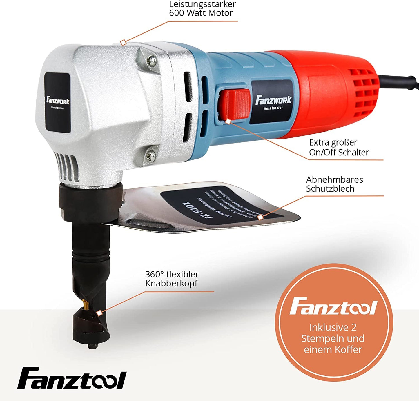 Gebraucht - FANZTOOL Knabber Blechknabber Knabber Nibbler Blechschere Blechnibbler 600W (mit Kopfer und 2 x Stempel) - Fanztool