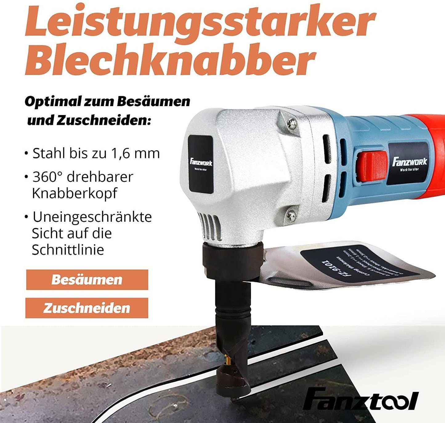 Gebraucht - FANZTOOL Knabber Blechknabber Knabber Nibbler Blechschere Blechnibbler 600W (mit Kopfer und 2 x Stempel)