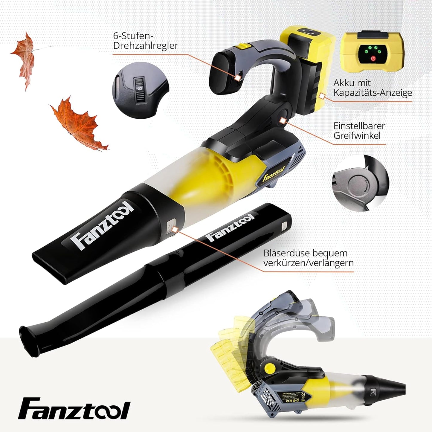 Neuwertig - FANZTOOL Axial Laubbläser mit 20V Akku und Ladegerät (Akku Laubbläser) - Fanztool