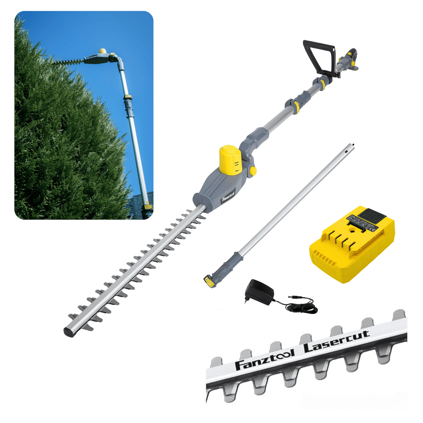 030 Akku Teleskop Heckenschere Teleskopstiel mit 20V/2Ah Akku