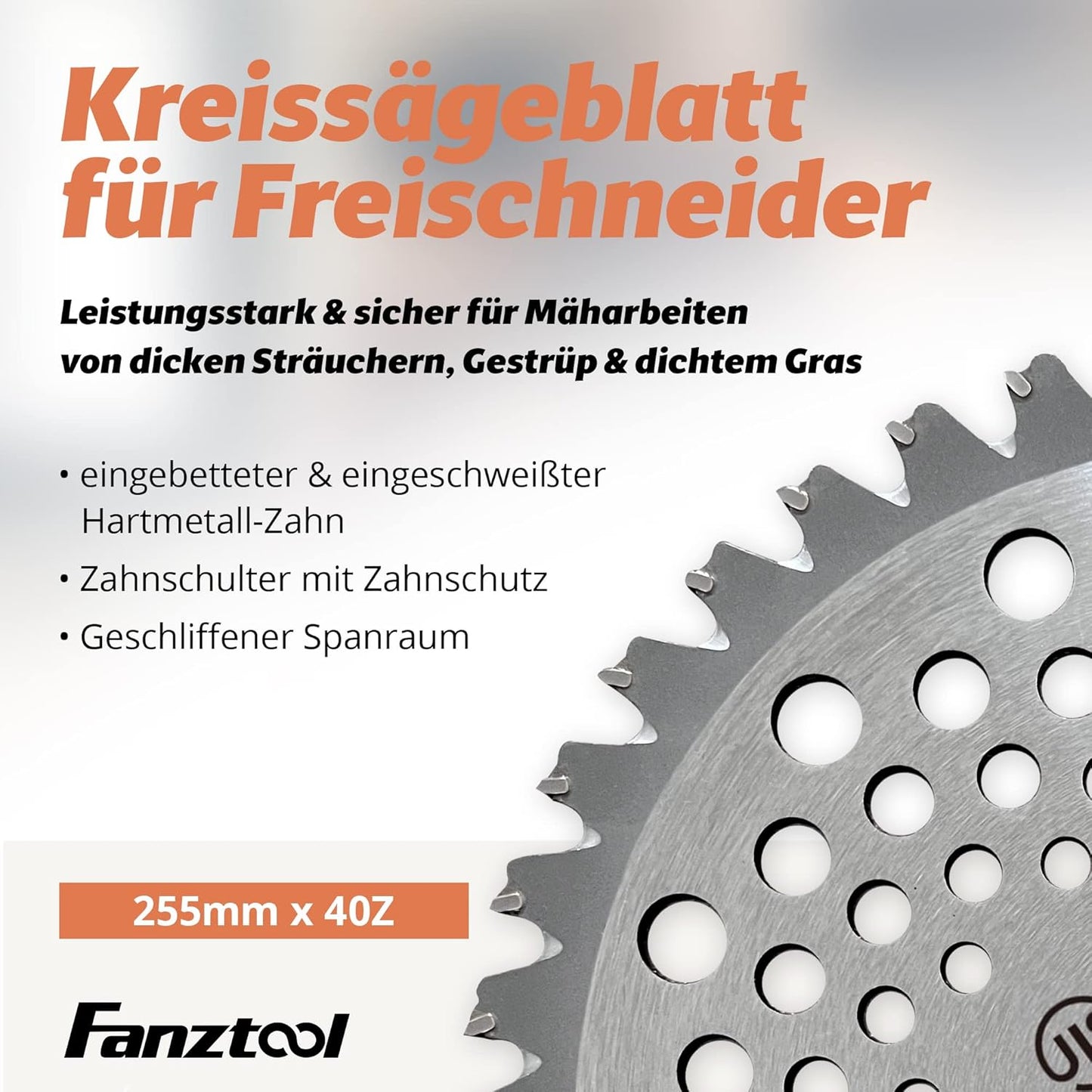 Lame de scie circulaire FANZTOOL pour débroussailleuse 255D x 40Z avec protège-dents DOUBLE CUT