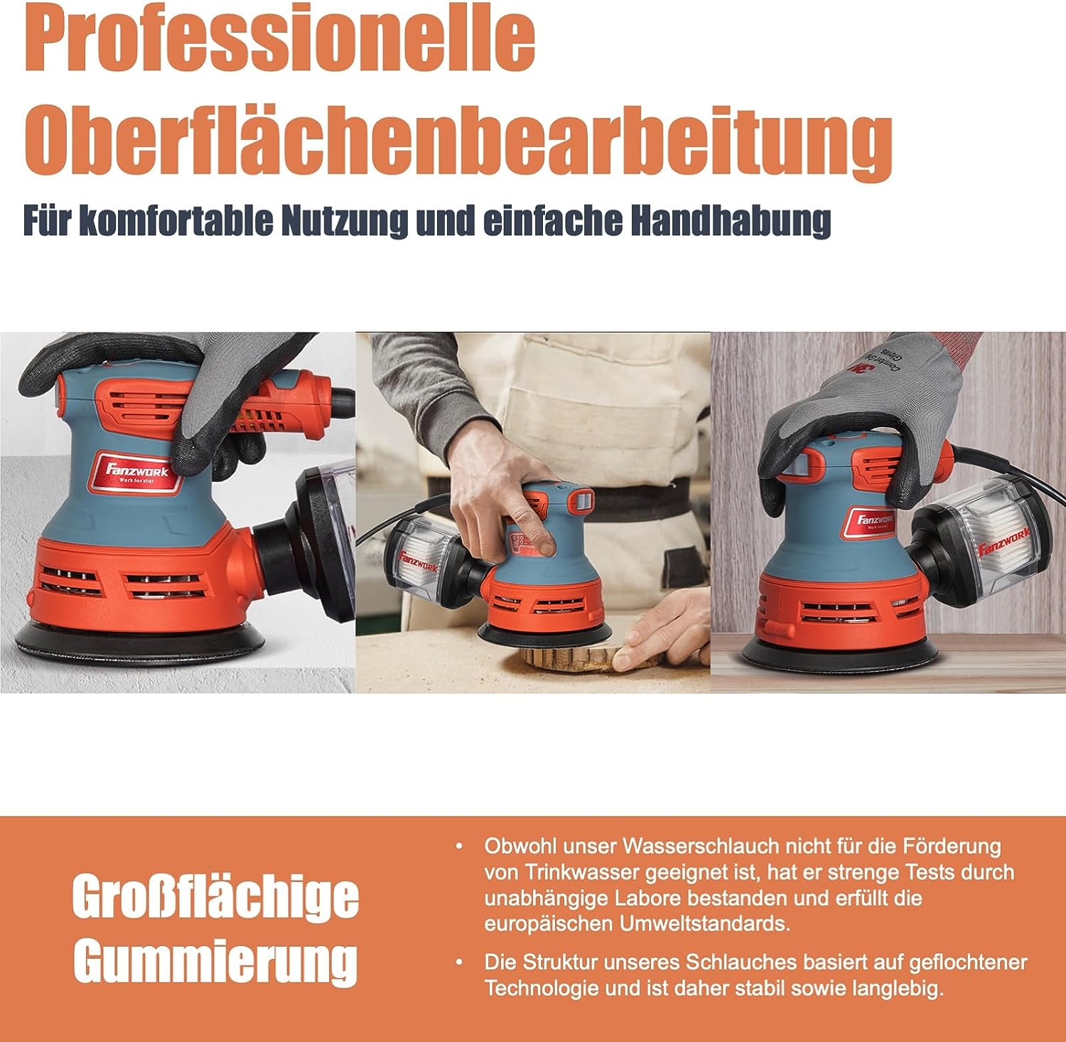 Gebraucht - FANZWORK  300W Exzenterschleifer mit Staubfangbehälter staubgeschütztem Schalter - Fanztool