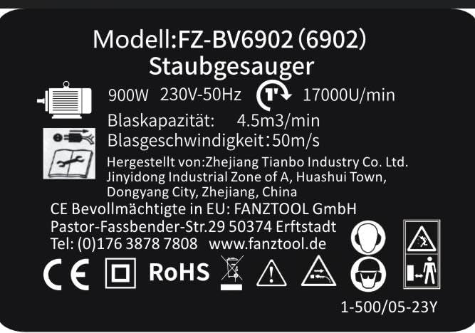 Neuwertig - Mobile Absauganlage 900W mit wiederverwendbaren Staubbeutel und Metallgehäuse - Fanztool