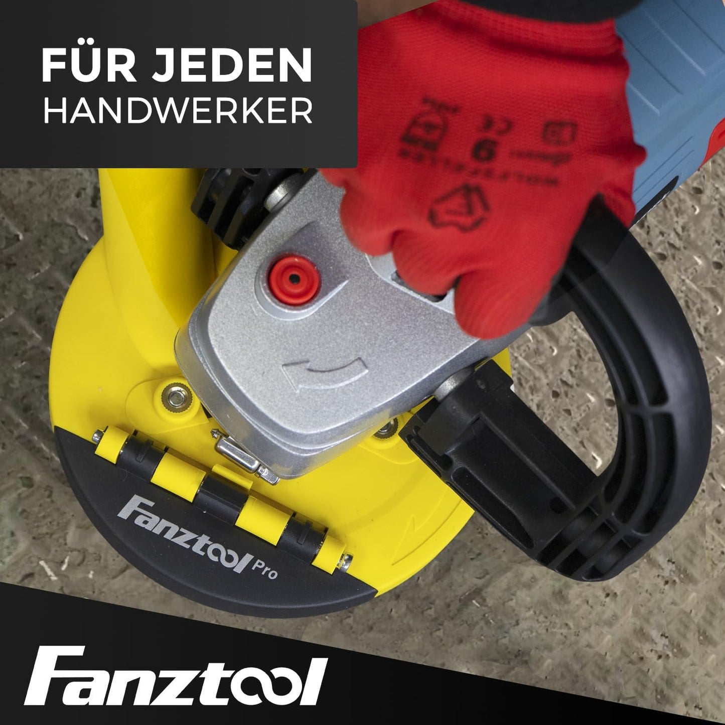 #1P NEU FANZWORK 3.Generation Absaughaube für Winkelschleifer inkl. 125 mm Diamantschleiftopf PROFI QUALITÄT – Bürsten Auswechselbar – 99% Universal passend – Verstärkter Adapterring – M14 Adapter - Fanztool