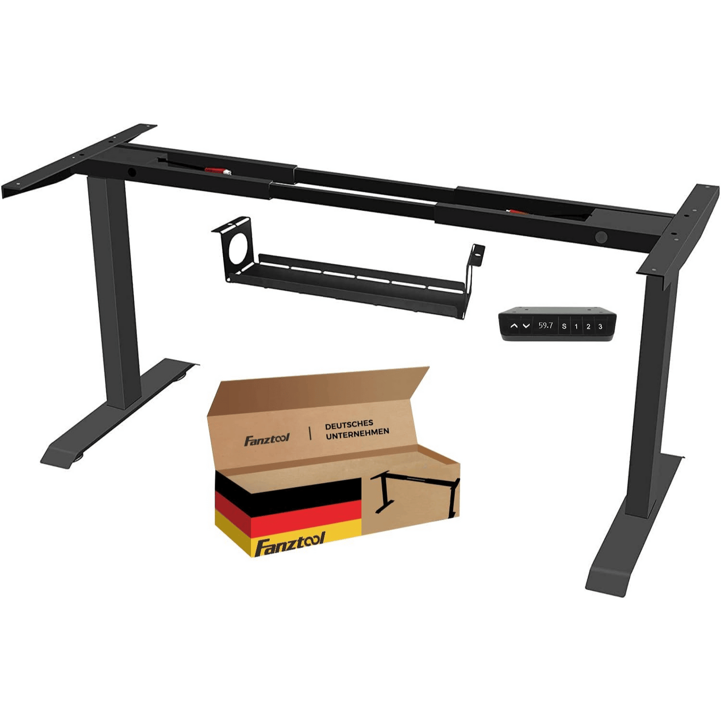 FANZTOOL Höhenverstellbarer Schreibtisch-Gestell elektrisch stufenlos in Schwarz