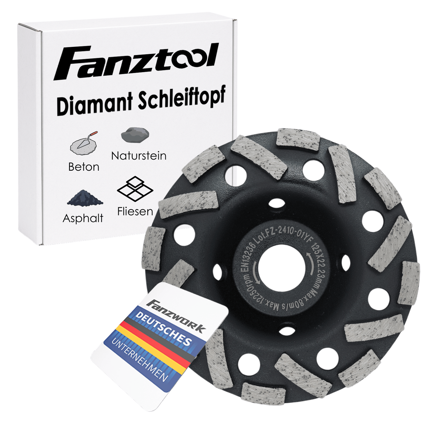 FANZTOOL Diamantschleiftopf 115/125/180 x 22 mm H-Modell