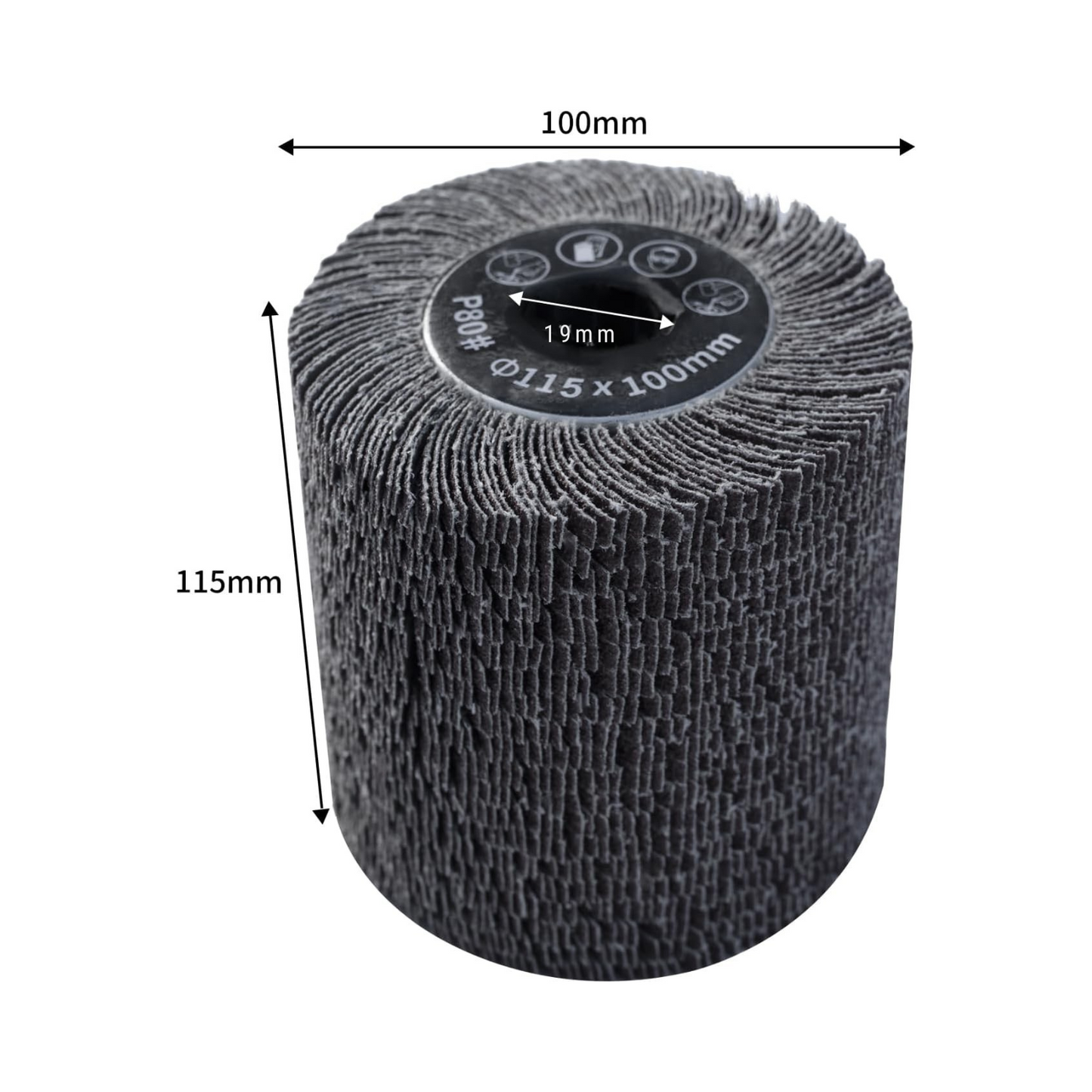 FANZTOOL Sanding Flap Brush for Satin Finishing Machine | 100mm wide, 115mm diameter