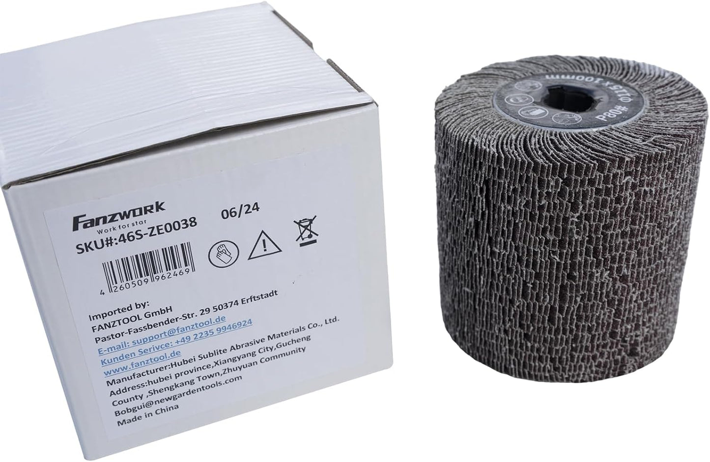 FANZTOOL Sanding Flap Brush for Satin Finishing Machine | 100mm wide, 115mm diameter