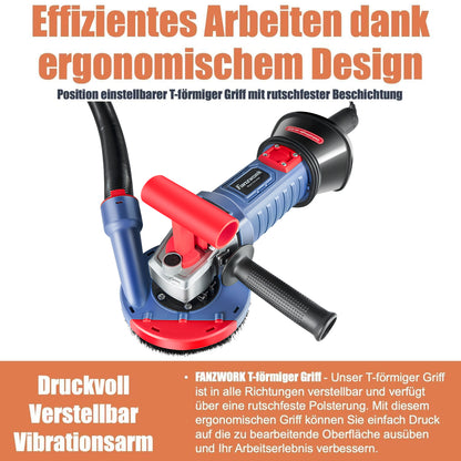 Gebraucht - FANZWORK 1500W Betonschleifer Betonfräse Set, Drehzahlregelbar, inkl. Premium 125mm Diamantschleiftopf, Absaughaube FZ-WB2304B
