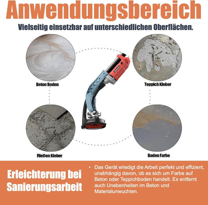 Used - FANZWORK concrete grinder 1010W with telescopic rod up to 1.20 m Including diamond grinding cup 125mm in professional quality