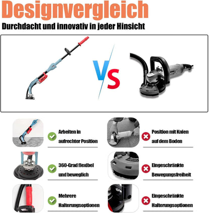 Used - FANZWORK concrete grinder 1010W with telescopic rod up to 1.20 m Including diamond grinding cup 125mm in professional quality