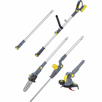 Neuwertig - FANZTOOL 20V Akku Heckenschere, Hochentaster, Rasentrimmer (3-in-1)