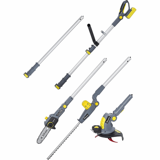 Neuwertig - FANZTOOL 20V Akku Heckenschere, Hochentaster, Rasentrimmer (3-in-1)