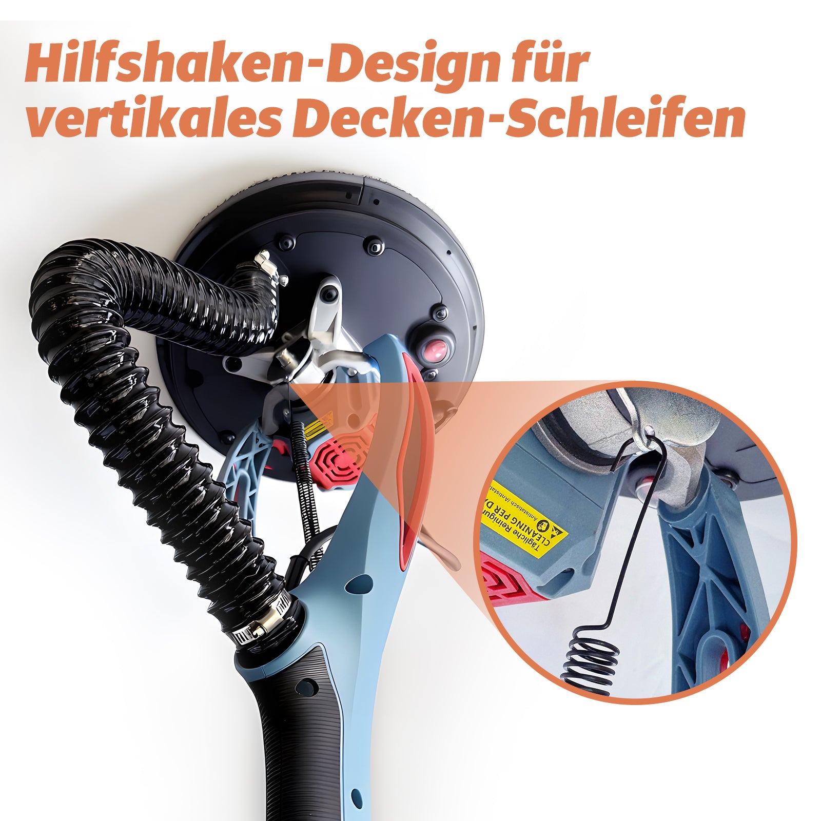 FANZWORK Trockenbauschleifer mit Bürstenlosem EC-Motor 900W, ULTRA-Leicht, 225mm Schleifgiraffe, bis 2300 U/min, Länge bis 1,9m, inkl. LED, 3,8m Kabel, Schleifscheiben, Sauger-Adapter, Tragkoffer - Fanztool