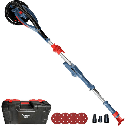 FANZWORK Trockenbauschleifer mit Bürstenlosem EC-Motor 900W, ULTRA-Leicht, 225mm Schleifgiraffe, bis 2300 U/min, Länge bis 1,9m, inkl. LED, 3,8m Kabel, Schleifscheiben, Sauger-Adapter, Tragkoffer - Fanztool