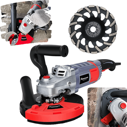Gebraucht - FANZWORK Betonschleifer Betonfräse 2000W Set mit 180mm Diamantschleiftopf und Absaughaube FT2301