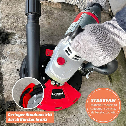10A FANZWORK Betonschleifer Betonfräse 2000W Set mit 180mm Diamantschleiftopf und Absaughaube