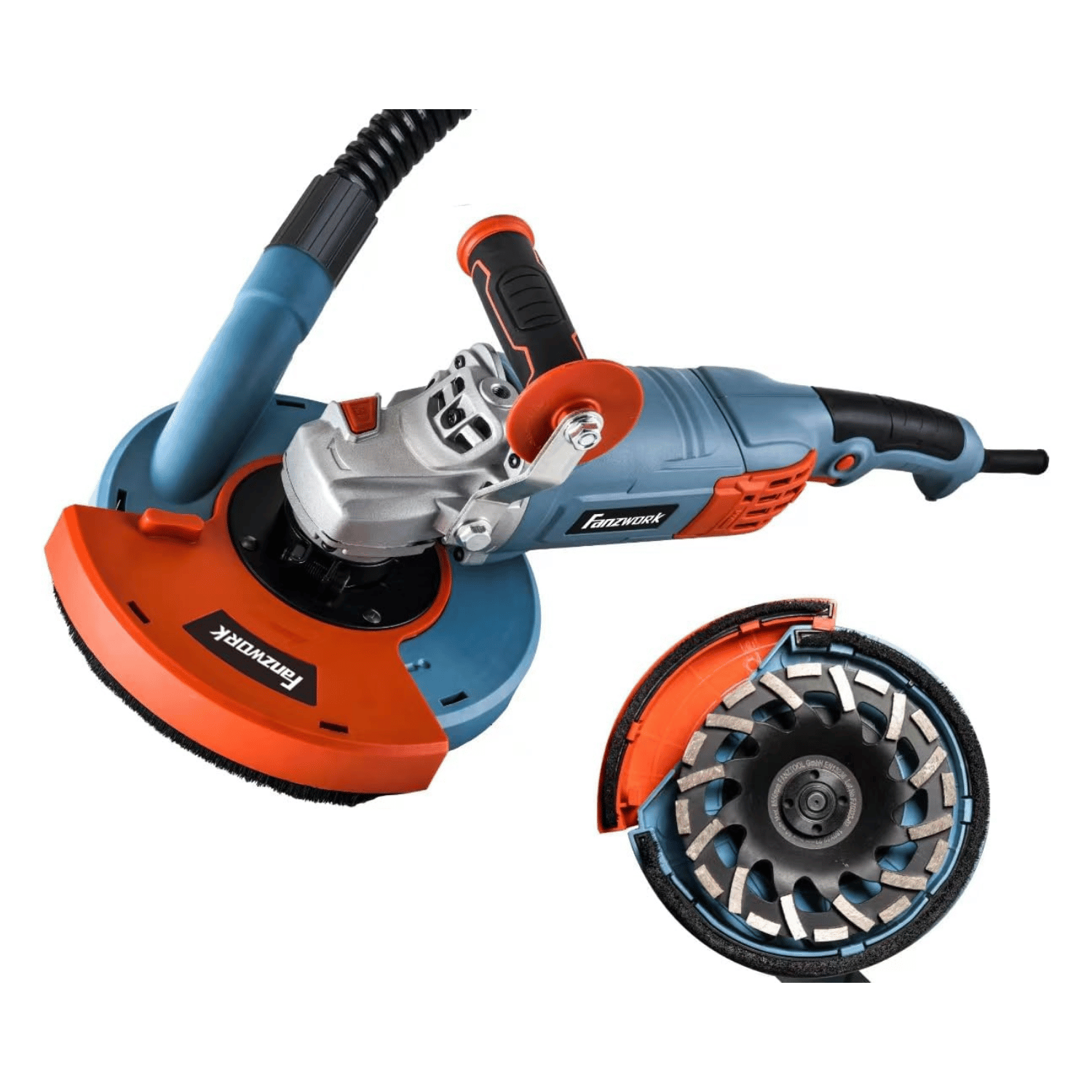 Neuwertig - FANZWORK 1750W/180mm Betonschleifer Set, 7.500 min-1 Umdrehung, inkl. Premium180mm Diamantschleiftopf - Fanztool