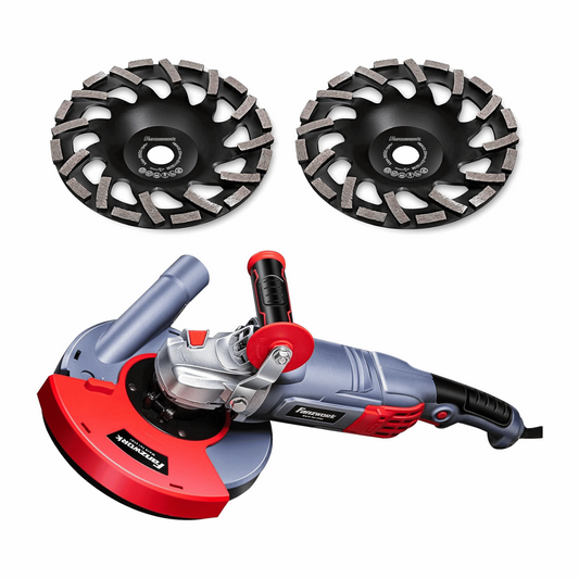 Gebraucht - FANZWORK 1750W/180mm Betonschleifer Set, 7.500 min-1 Umdrehung, inkl. 2 Stk. Premium180mm Diamantschleiftöpfe