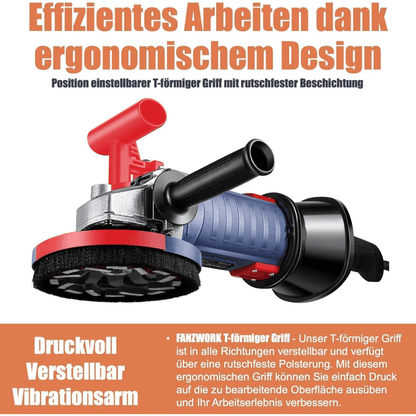 FANZWORK 2100W / 180mm Betonschleifer Betonfräse Set, inkl. Premium 180mm Diamantschleiftopf *2, Absaughaube, T-Förmiger Griff - Fanztool