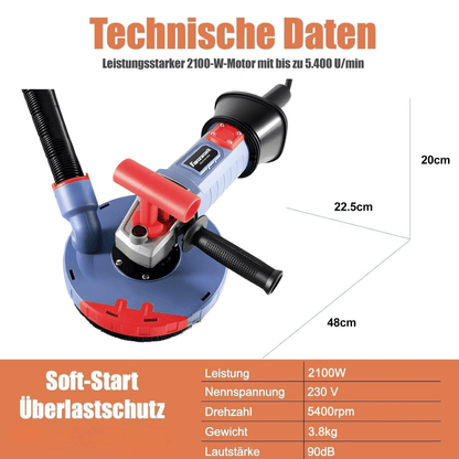 FANZWORK 2100W / 180mm Betonschleifer Betonfräse Set, inkl. Premium 180mm Diamantschleiftopf *2, Absaughaube, T-Förmiger Griff - Fanztool