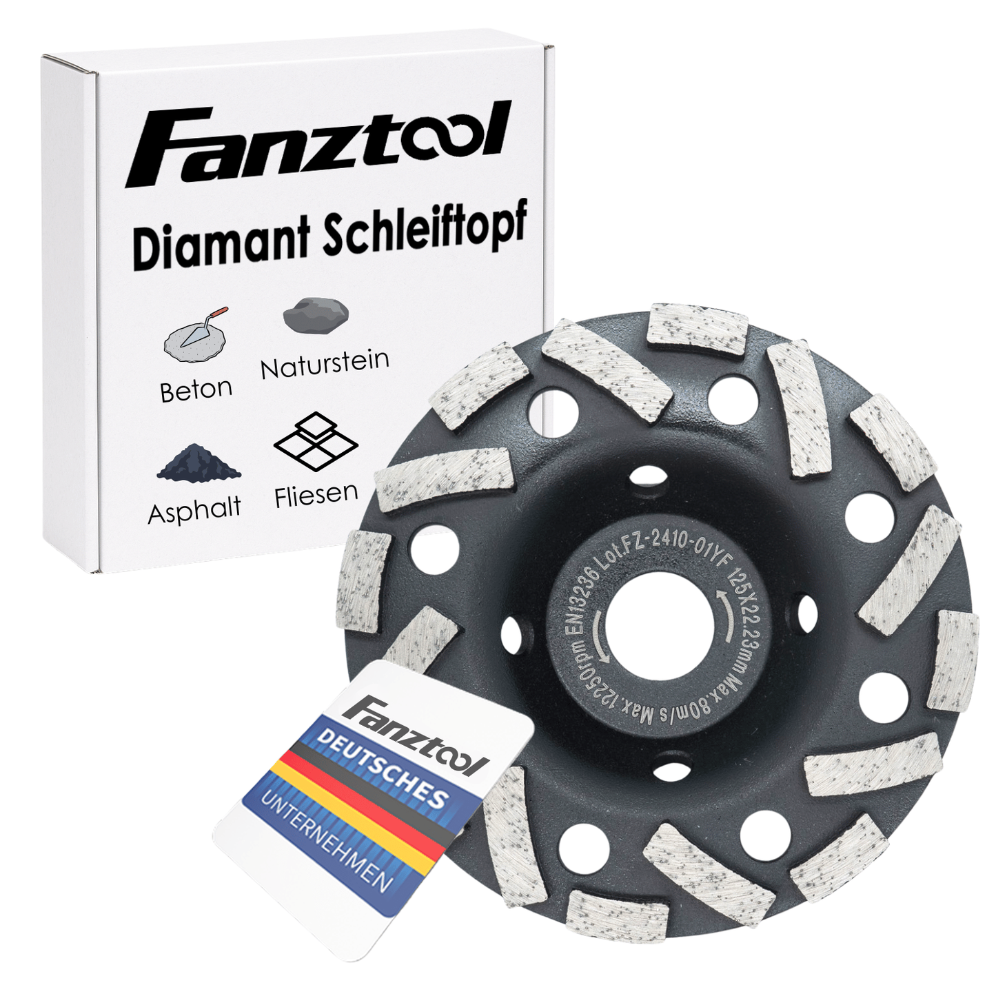 FANZTOOL Diamantschleiftopf 115/125/180 x 22 mm H-Modell - Fanztool