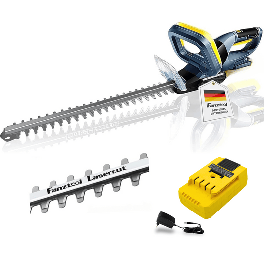 12A FANZTOOL Akku Heckenschere (20 V, 2 Ah Akku, 510 mm Schnittlänge, 16 mm Zahnabstand, 2,4 kg, inkl. Akku und Ladegerät)