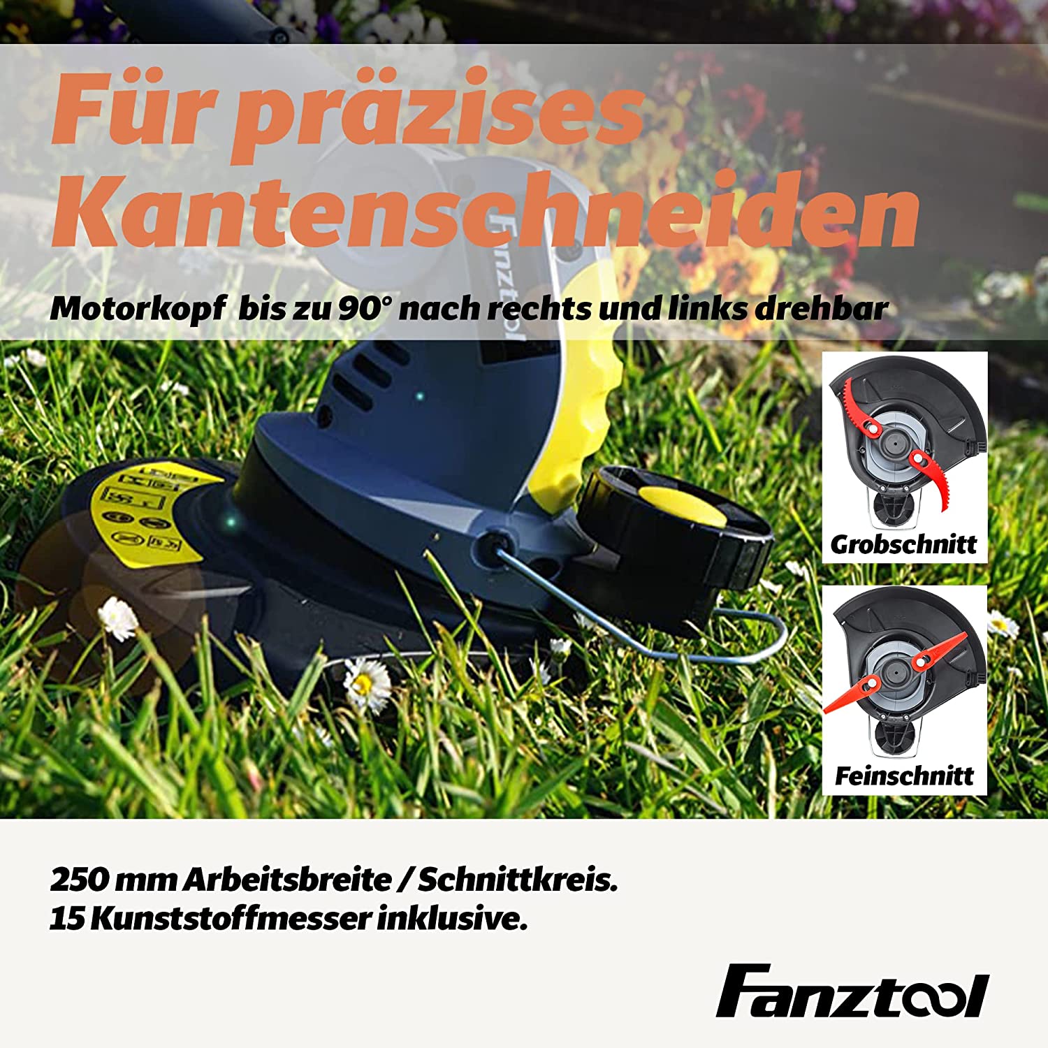 FANZTOOL 20V Motorhacke Mini-Bodenhacke Bodenfräse +Rasentrimmer Set mit 20cm Arbeitsbreite - Fanztool