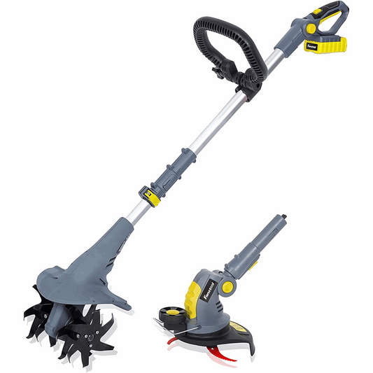 Gebraucht - FANZTOOL 20V Motorhacke Mini-Bodenhacke Bodenkrümler Gartenhacke Kultivator mit 20cm Arbeitsbreite und leistungsstarkem 2,5Ah Li-Ion-Akku von SAMSUNG (Motorhacke+Rasentrimmer Set)