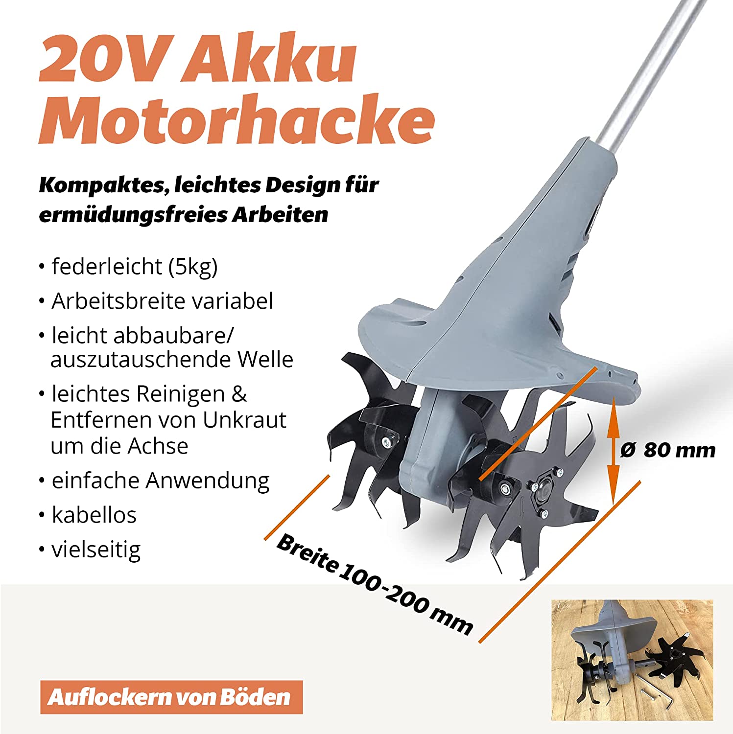 Neuwertig - FANZTOOL 20V Motorhacke Bodenhacke Gartenhacke Kultivator - Fanztool
