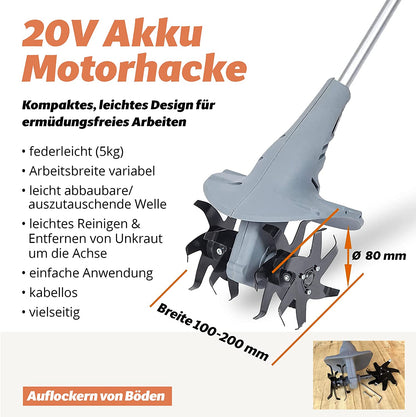 Neuwertig - FANZTOOL 20V Motorhacke Bodenhacke Gartenhacke Kultivator - Fanztool