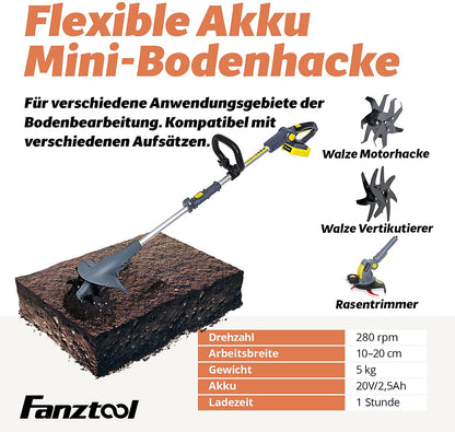 Neuwertig - FANZTOOL 20V Motorhacke Bodenhacke Gartenhacke Kultivator - Fanztool