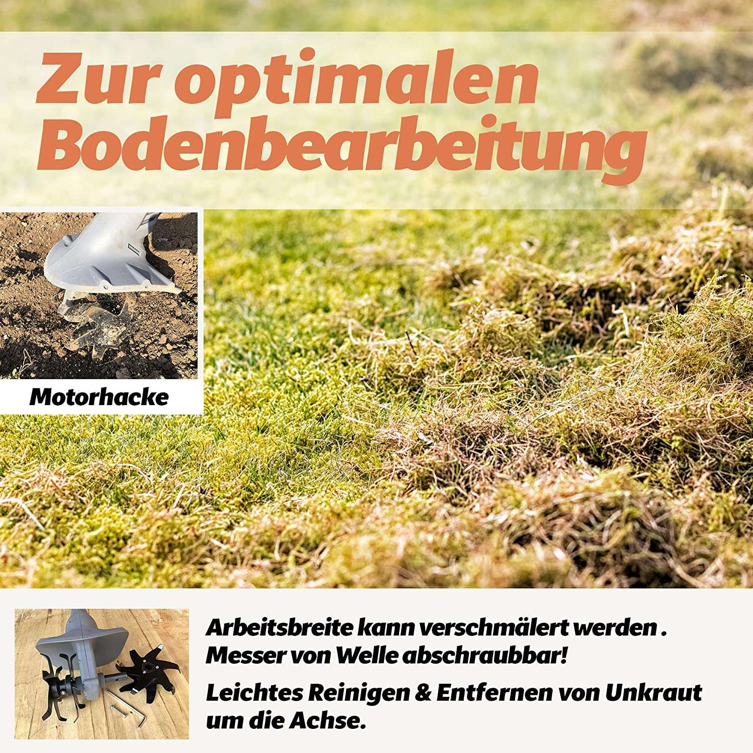 FANZTOOL Vertikutierer Aufsatz für elektrische Bodenhacke