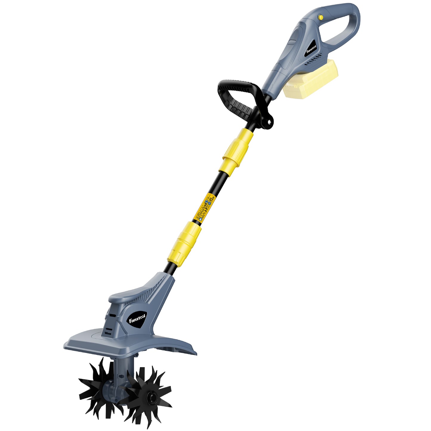 FANZTOOL Akku-Motorhacke mit 23cm Arbeitsbreite,16 cm Arbeitstiefe, Akku Gartenfräse mit 4 Robuste Hackmesser, Bodenhacke für klein Beet & Garten(ohne Akku) - Fanztool