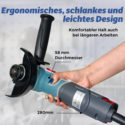 FANZWORK Winkelschleifer 1500W Bürstenloser EC Motor, Schutzhaube 125mm *1, 2 kg Leicht