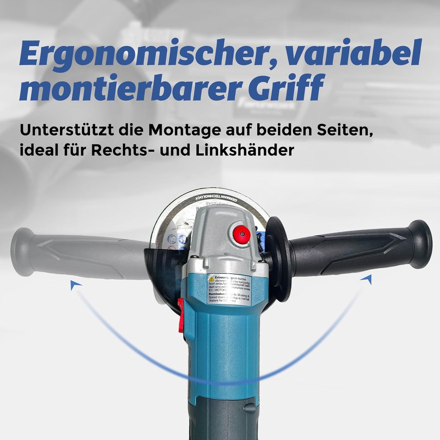 FANZWORK Winkelschleifer 1500W Bürstenloser EC Motor, Schutzhaube 125mm *1, 2 kg Leicht