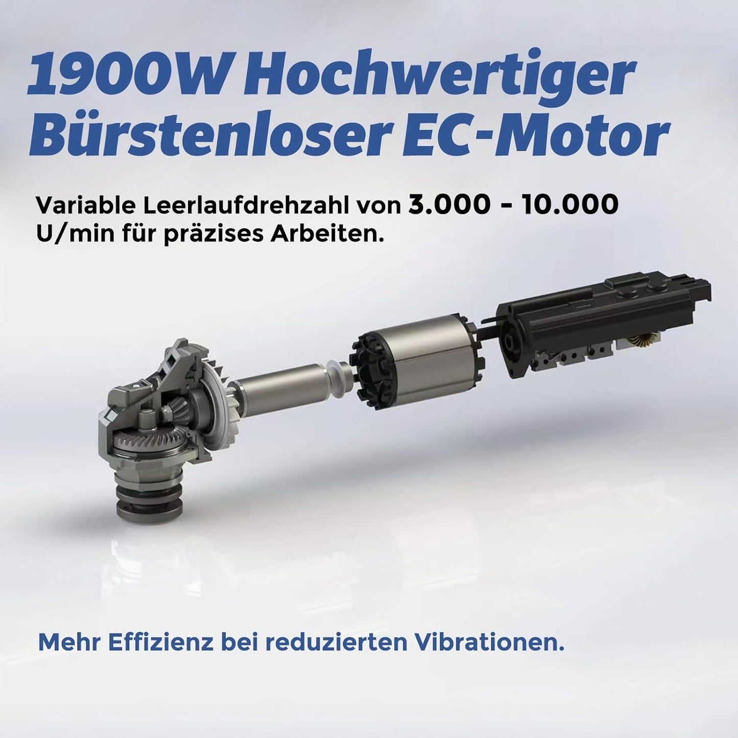 FANZWORK 1500W Betonschleifer Winkelschleifer Set mit Bürstenloser EC-Motor, Betonfräse mit 150mm Diamantschleiftopf *2, Absaughaube *1, Tragbox *1, Präzises & Wartungsfreies Schleifen