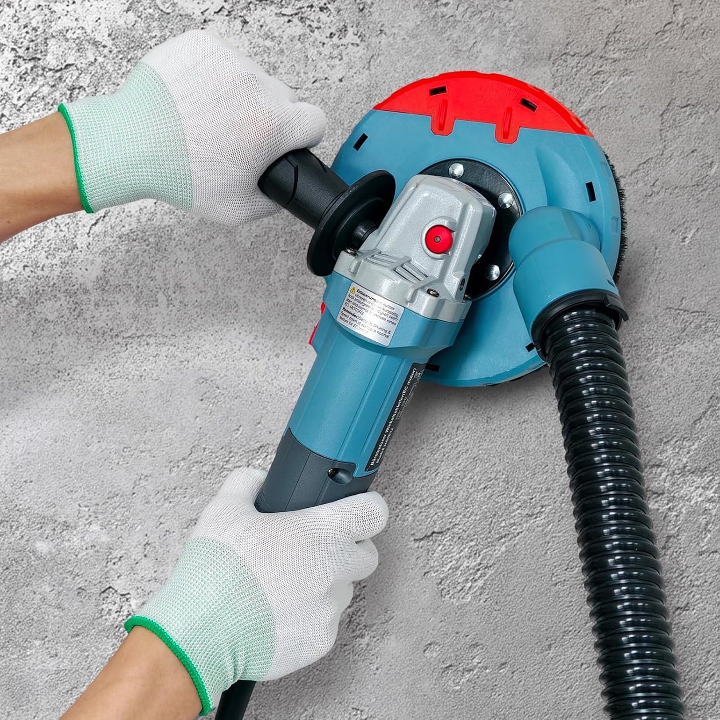 FANZWORK 1500W Betonschleifer Winkelschleifer Set mit Bürstenloser EC-Motor, Betonfräse mit 150mm Diamantschleiftopf *2, Absaughaube *1, Tragbox *1, Präzises & Wartungsfreies Schleifen