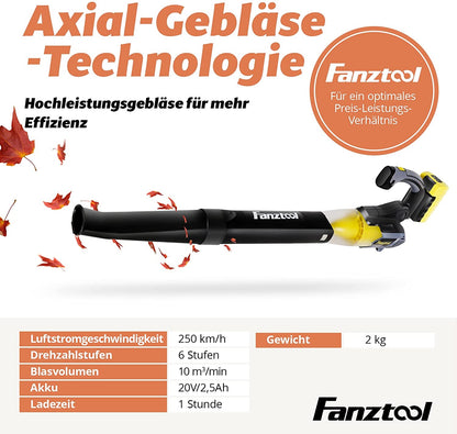 Axial Laubbläser mit 20V Akku und Ladegerät (Akku Laubbläser) - Fanztool