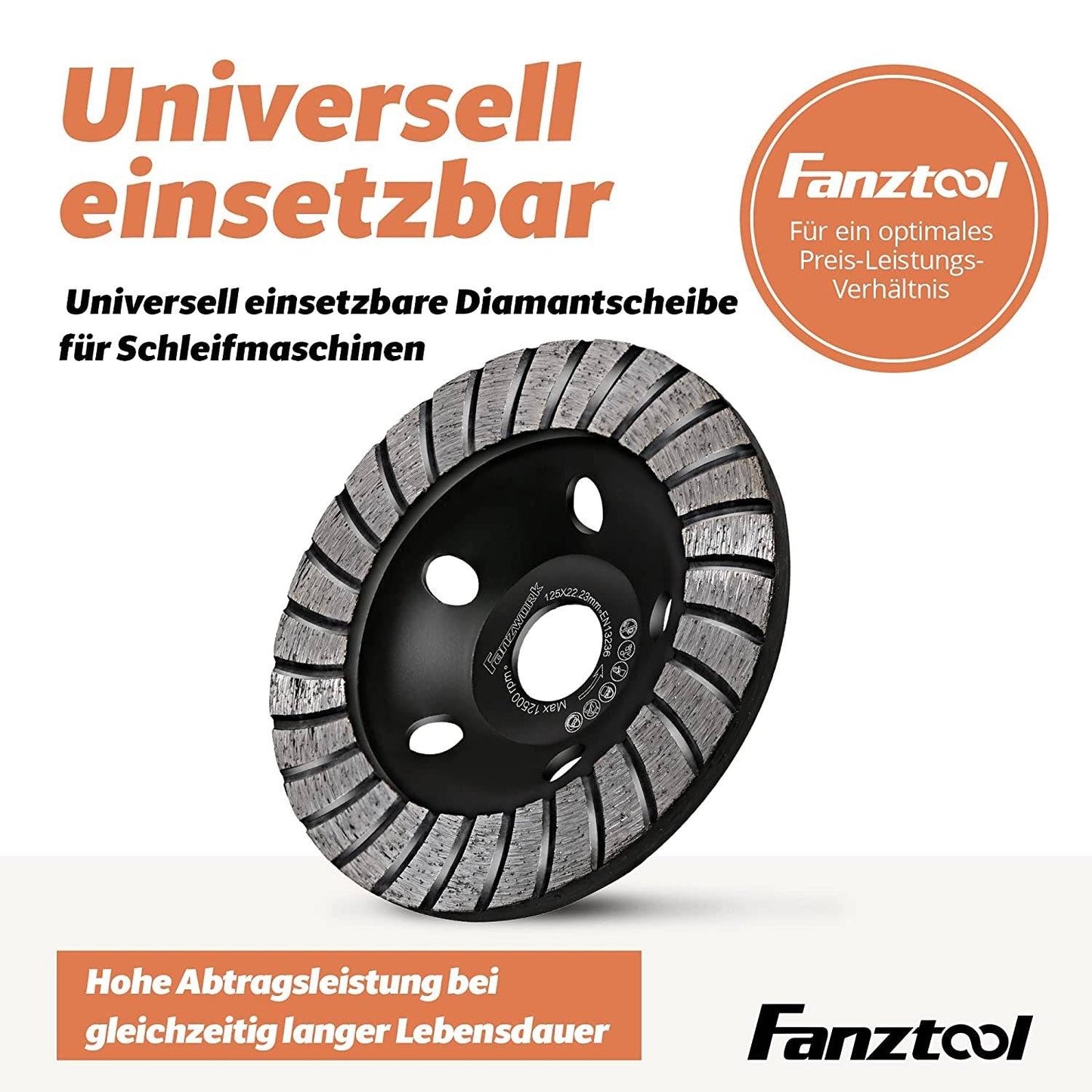 FANZTOOL Premium Diamant-Schleiftopf 115/125/180 mm x 22,2 mm P-Modell