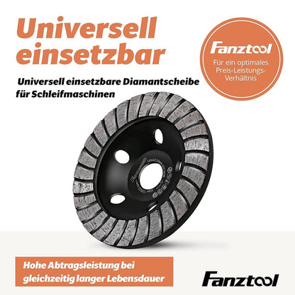FANZTOOL Premium Diamant-Schleiftopf 115/125/180 mm x 22,2 mm P-Modell