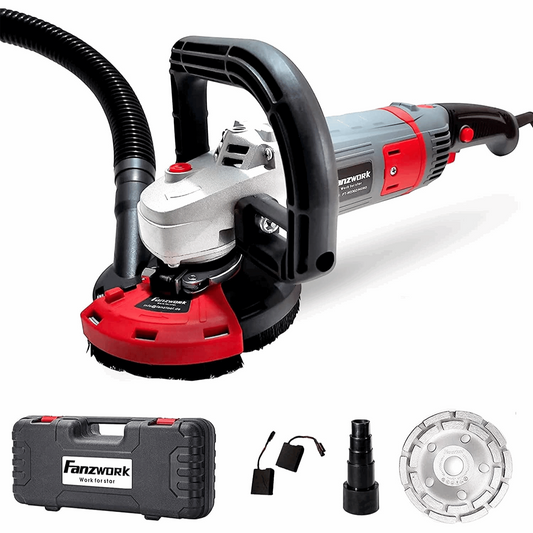 Gebraucht - FANZWORK Betonschleifer Betonfräse Set mit Diamantschleiftopf und Absaughaube (1500W/125mm)