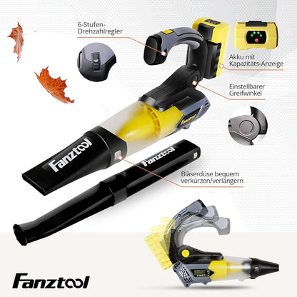 Neuwertig - FANZTOOL Axial Laubbläser mit 20V Akku und Ladegerät (Akku Laubbläser) - Fanztool