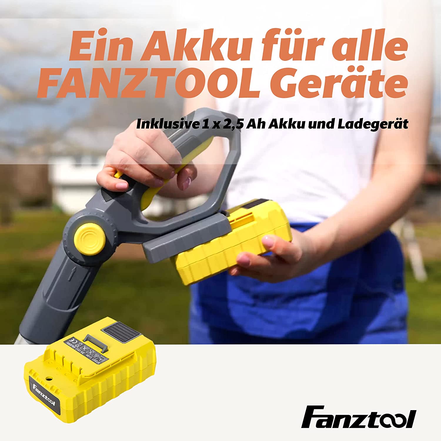Neuwertig - FANZTOOL 20V Akku Heckenschere, Hochentaster, Rasentrimmer (3-in-1) - Fanztool