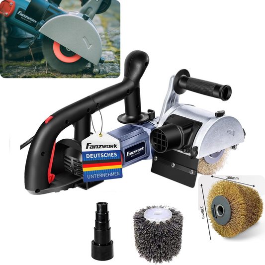 As good as new - 25N FANZWORK V2 1500 Watt satin finishing machine with vacuum connection, speed control, nylon &amp; brass brush