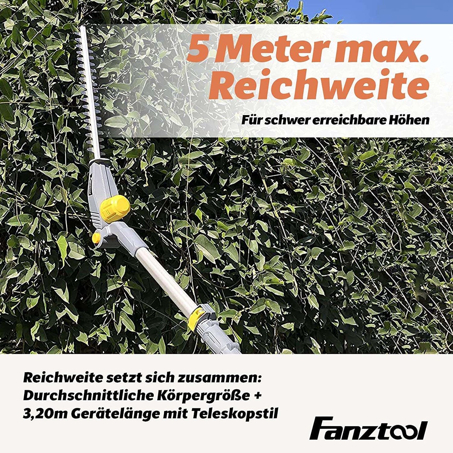 Gebraucht - FANZTOOL Akku Teleskop Heckenschere Teleskopstiel mit 20V/2Ah Akku